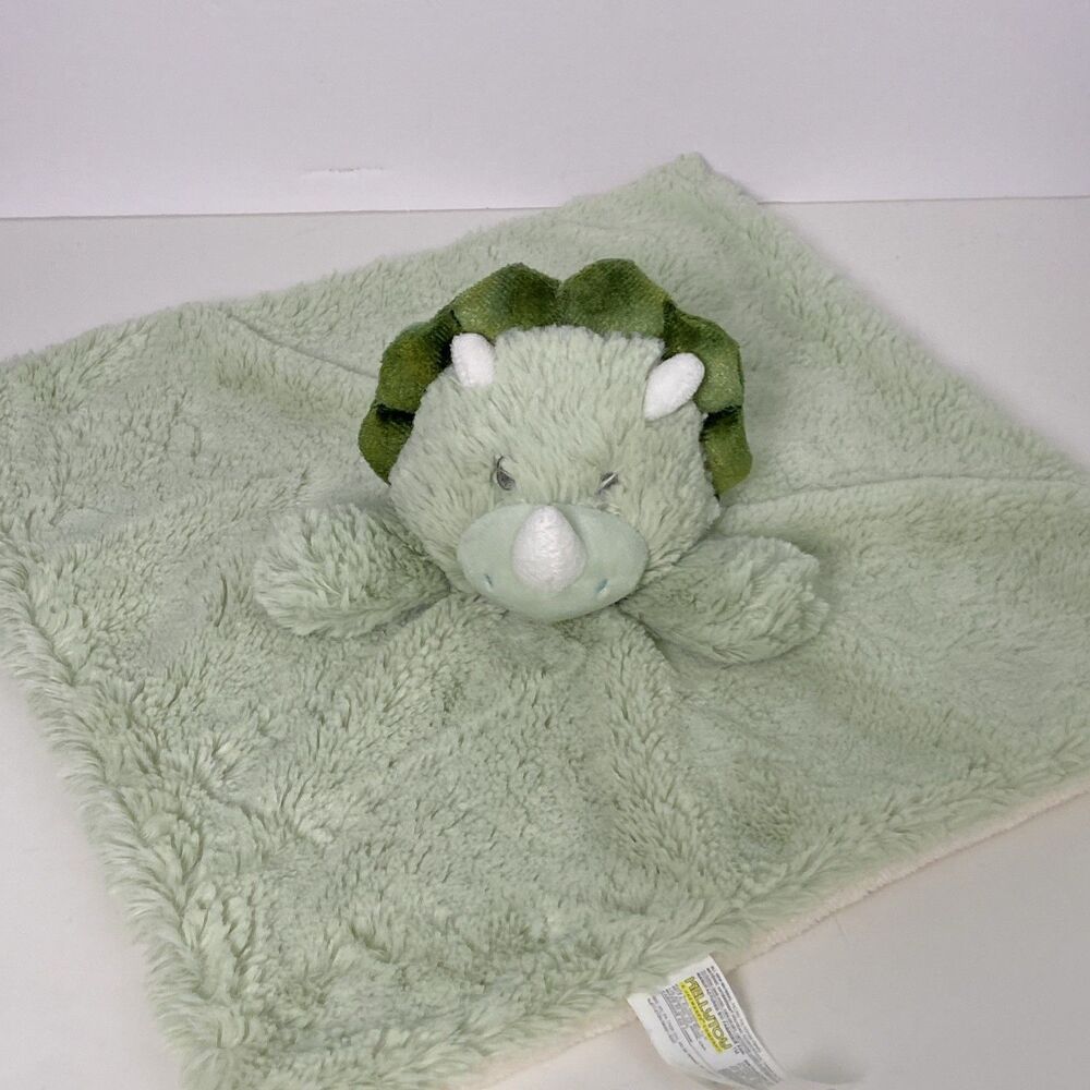 Kellytoy Green Dinosaur Triceratops Lovey Plush Rattle Baby Security Blanket